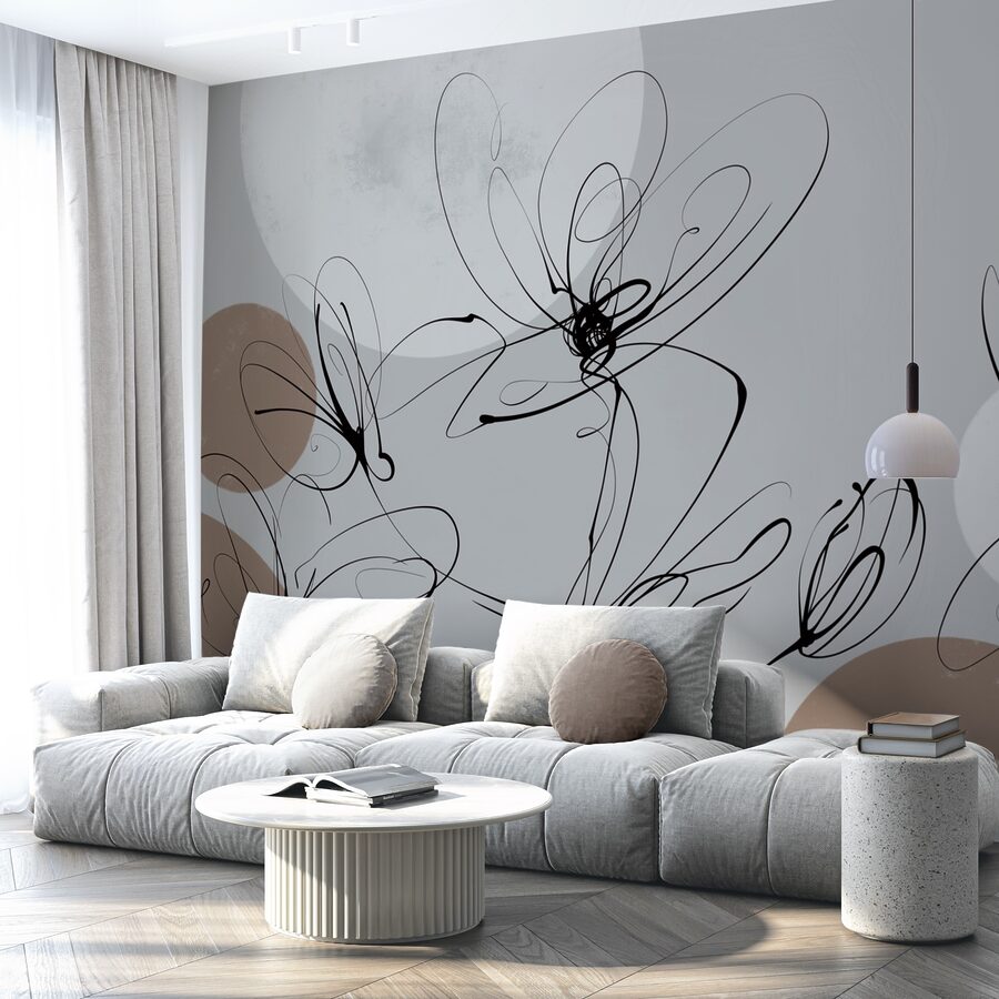 Desenho de flores com círculos e pontos Desenho de flores com círculos e pontos