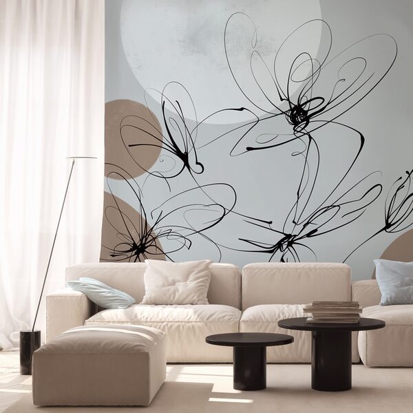 Desenho de flores com círculos e pontos Desenho de flores com círculos e pontos