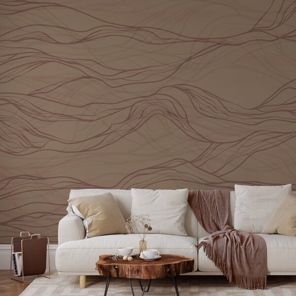 Linhas onduladas castanhas numa superfície bronzeada