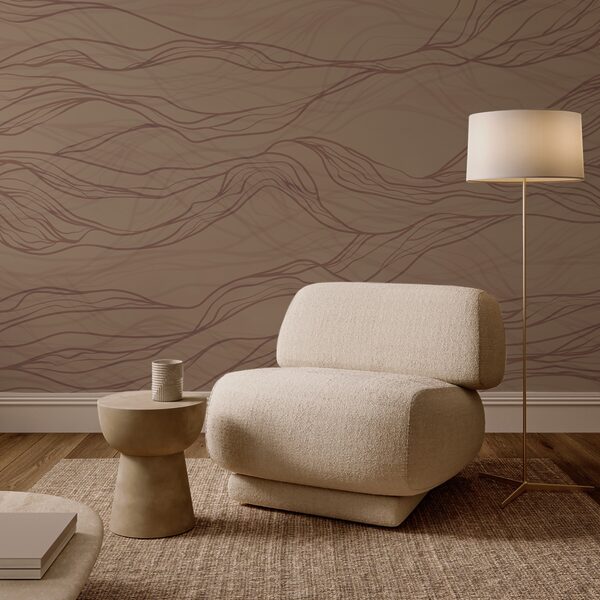 Linhas onduladas castanhas numa superfície bronzeada