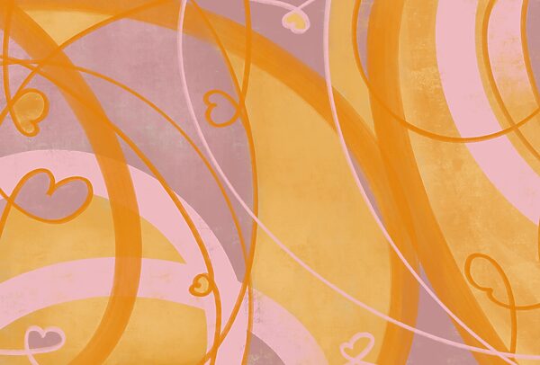 Yellow and pink swirls and hearts Yellow and pink swirls and hearts