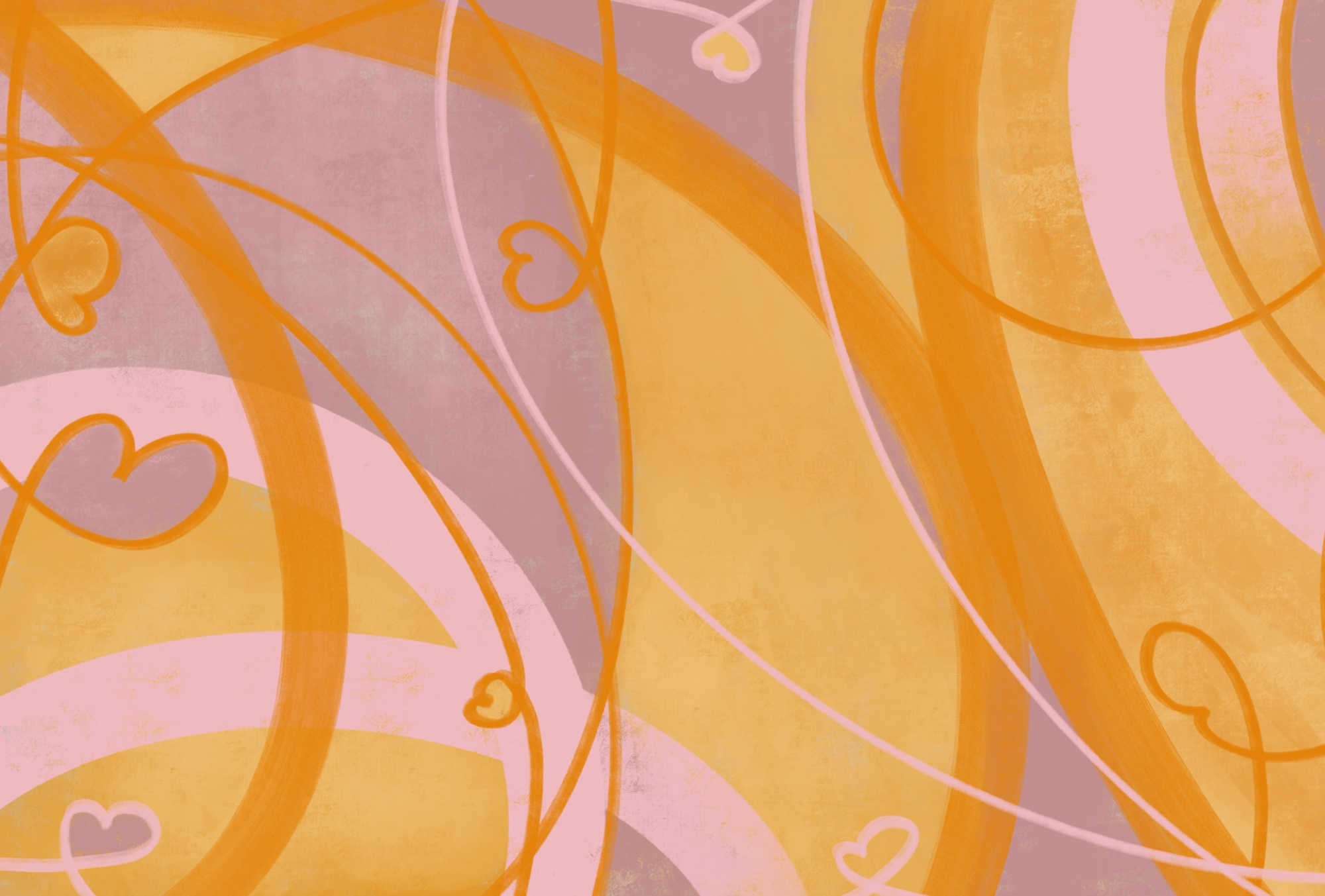 Yellow and pink swirls and hearts Yellow and pink swirls and hearts