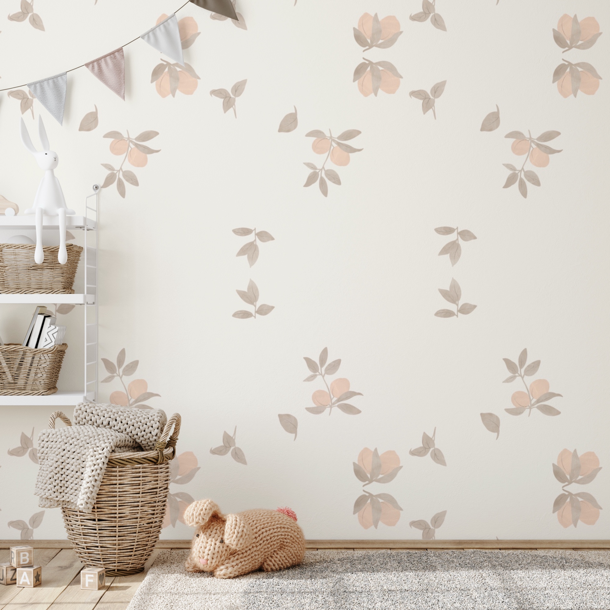 Padrão de folhas e flores