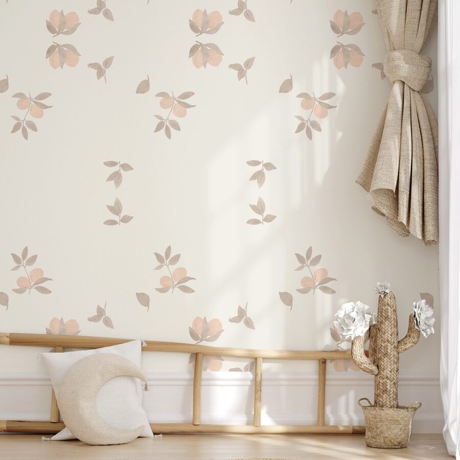 Padrão de folhas e flores