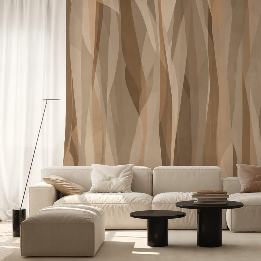 Papel de parede Tons naturais em formas dinâmicas.