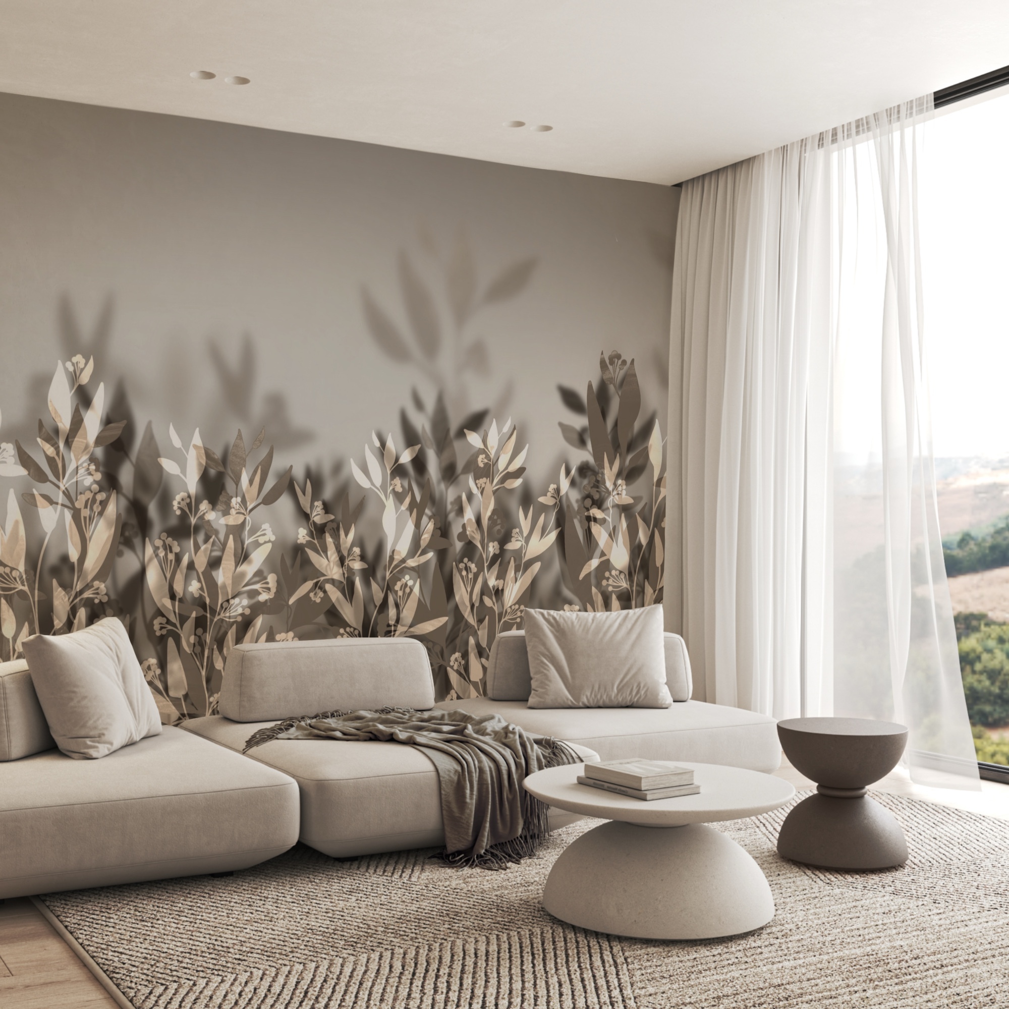 Folhas suaves em sombras suaves