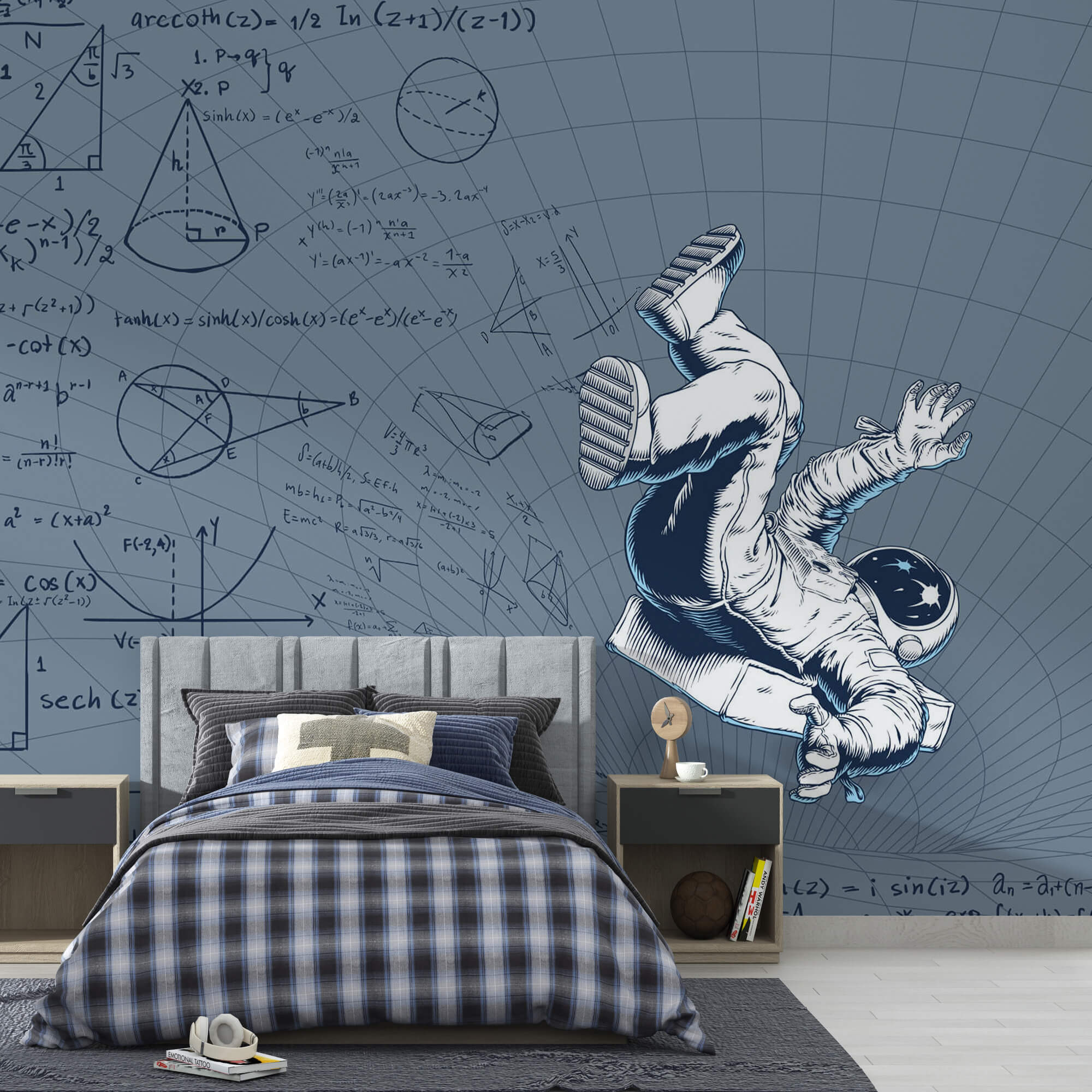 Desenho de um homem com um fato espacial