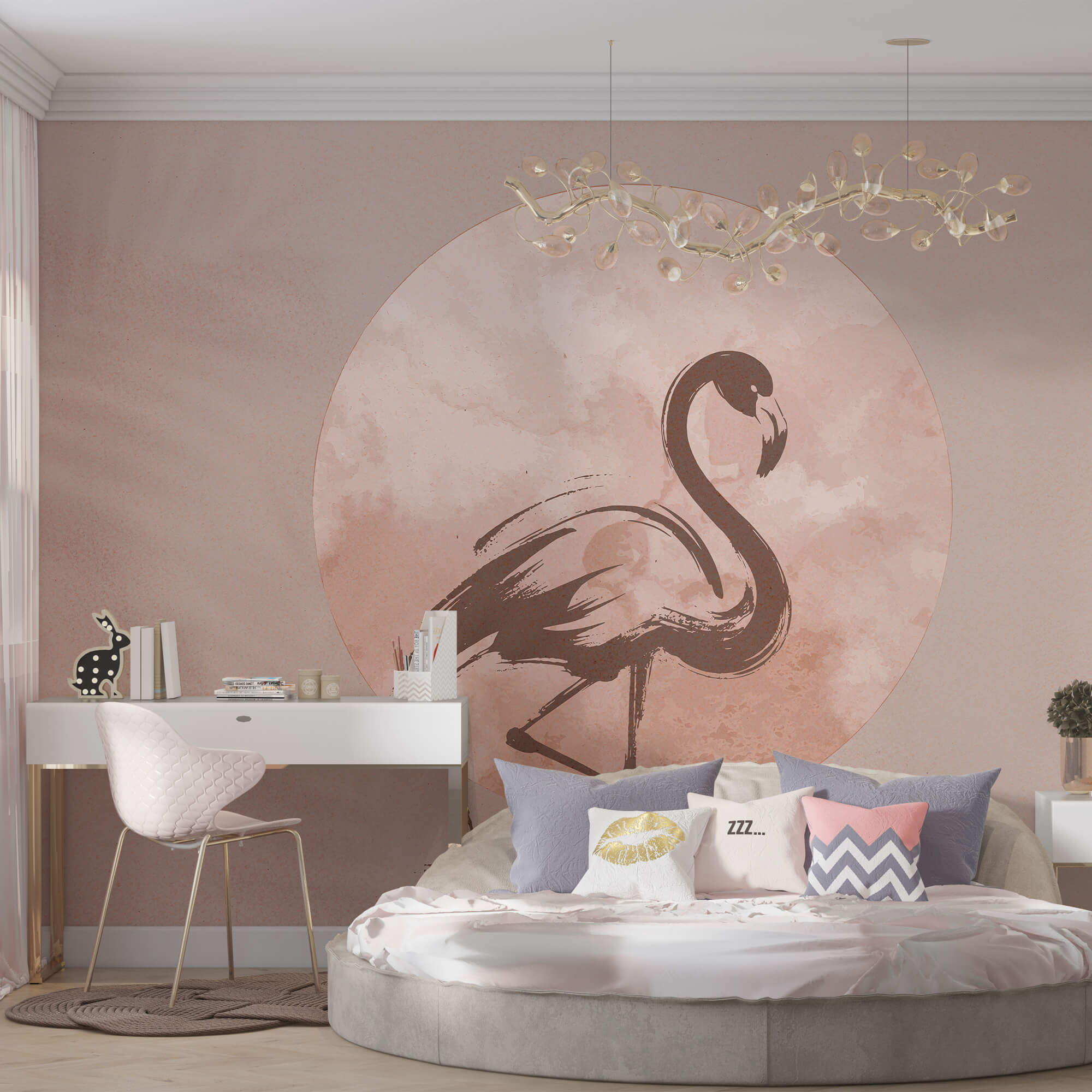 Desenho de flamingo sobre papel