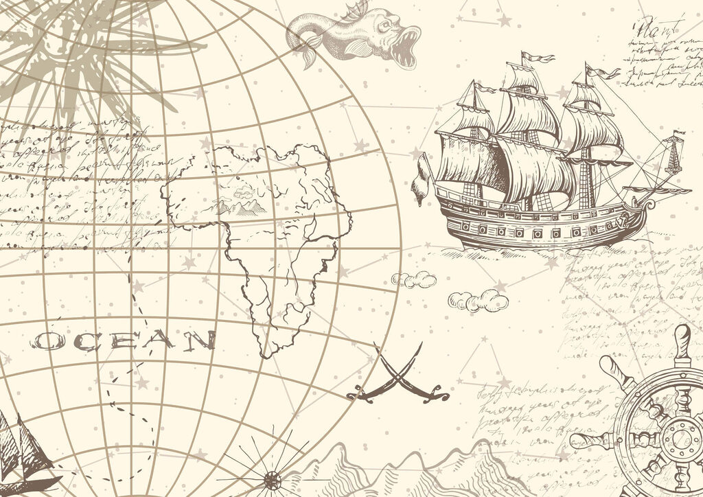 Mapa do mundo e um navio Mapa do mundo e um navio