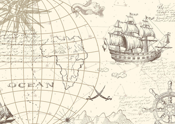 Mapa do mundo e um navio Mapa do mundo e um navio