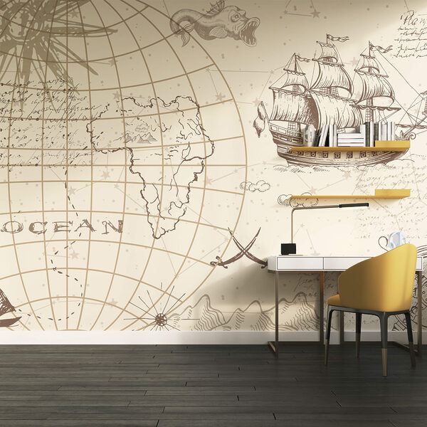 Mapa do mundo e um navio Mapa do mundo e um navio