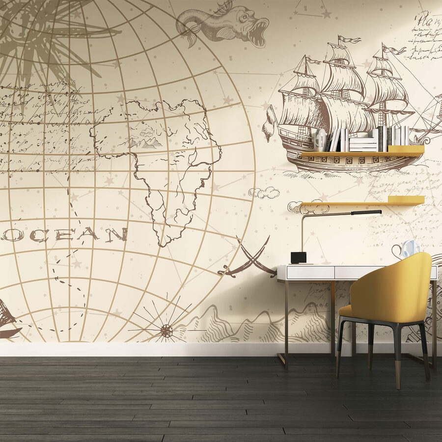 Mapa do mundo e um navio Mapa do mundo e um navio