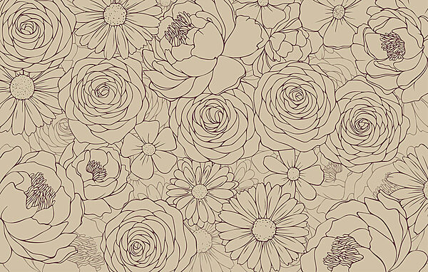 Fotomurais Padrão floral em tons suaves Fotomurais Padrão floral em tons suaves