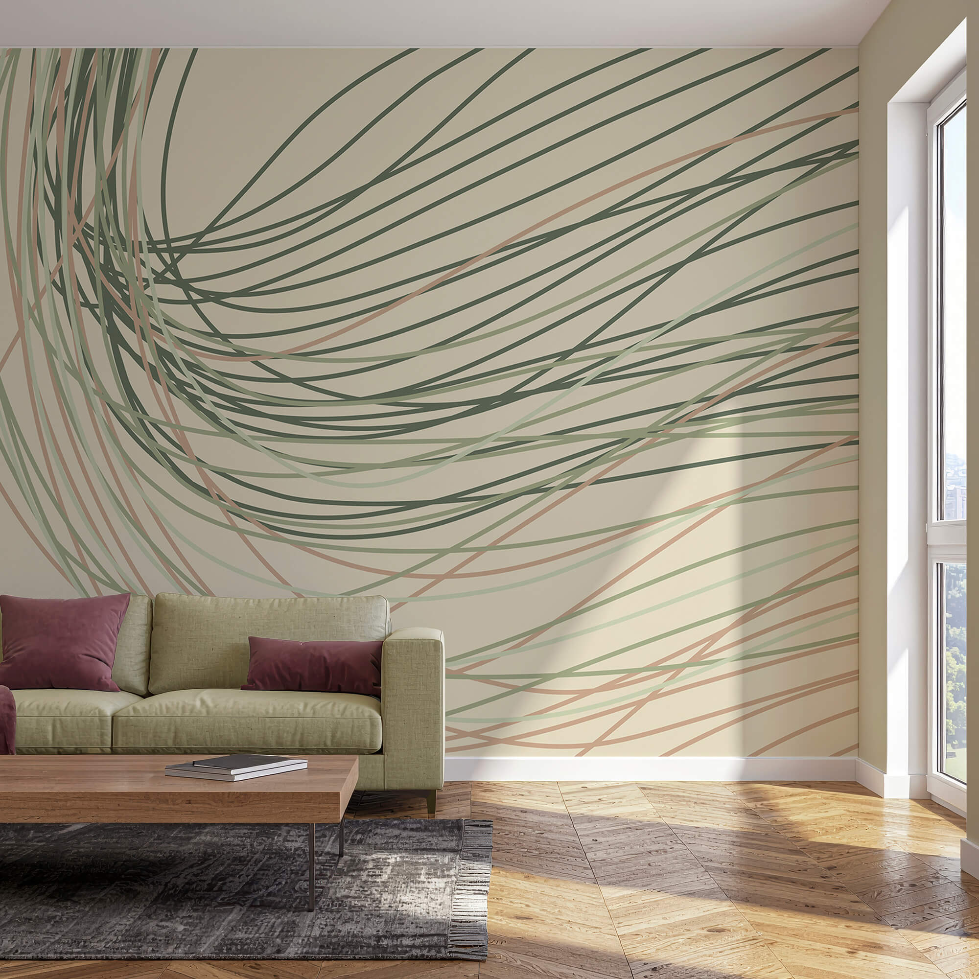 Linhas fluidas em tons pastel suaves