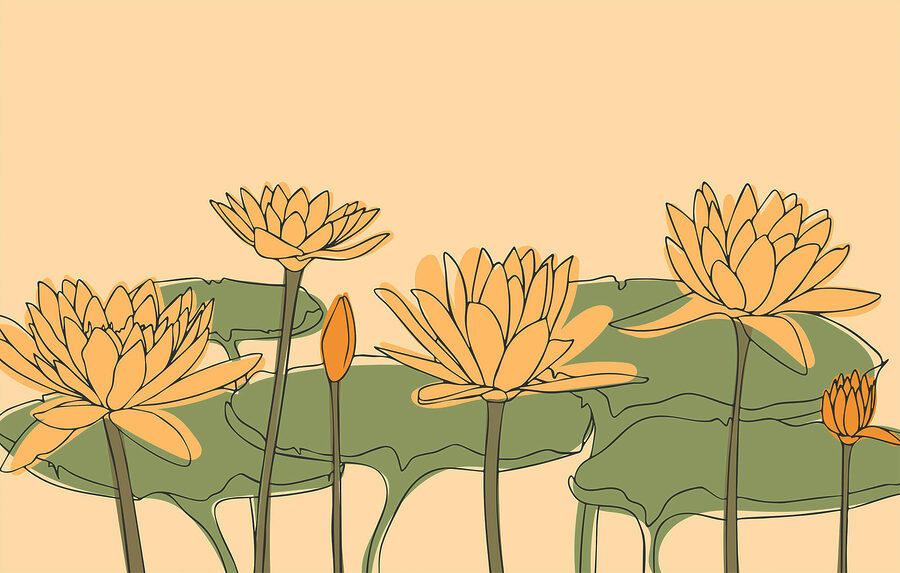 Murais de parede Grupo de flores amarelas