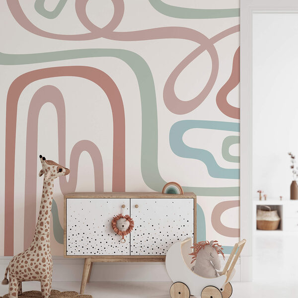 Murais de parede Linhas coloridas sobre um fundo branco Murais de parede Linhas coloridas sobre um fundo branco