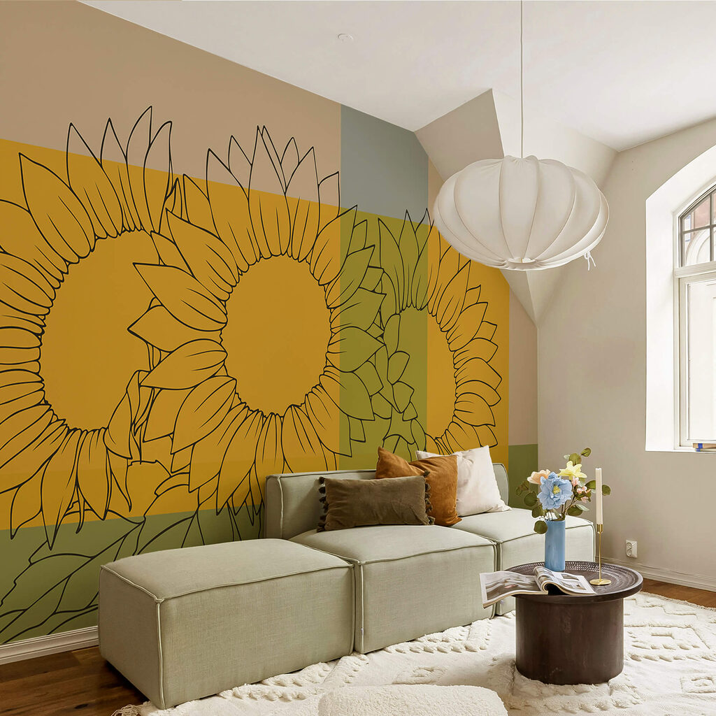 Grupo de girassóis com folhas Grupo de girassóis com folhas