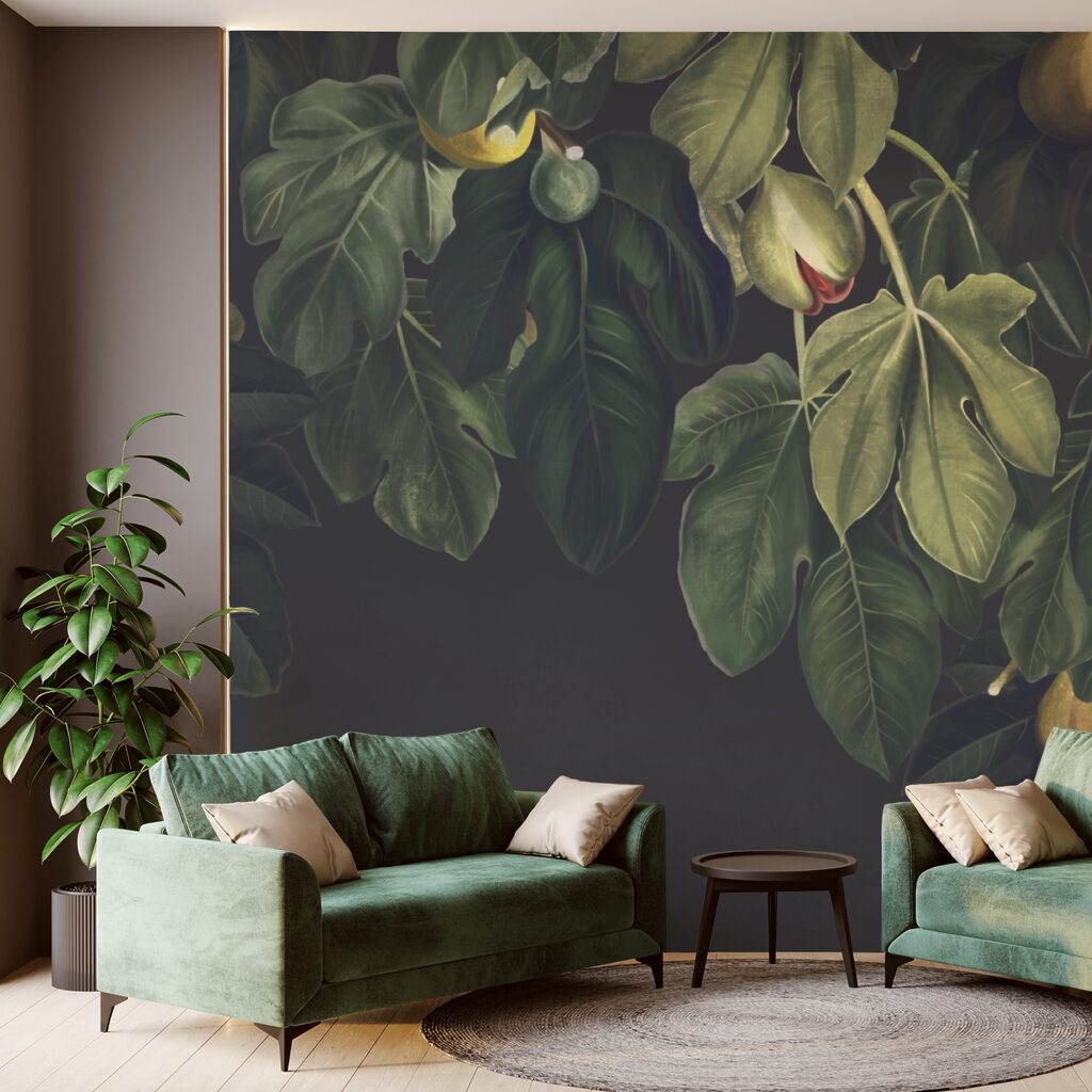 Folhagem exuberante com frutos vibrantes