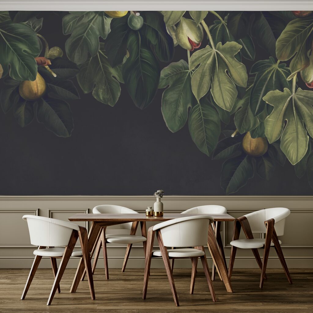 Folhagem exuberante com frutos vibrantes