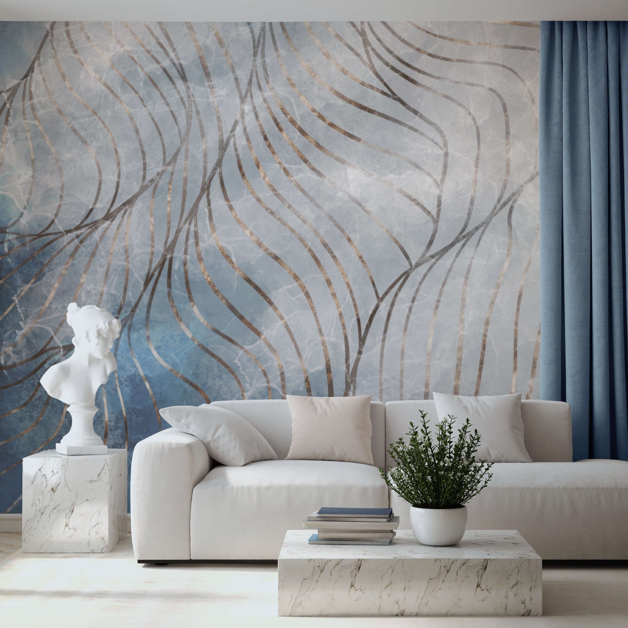 Curvas elegantes em cores frias