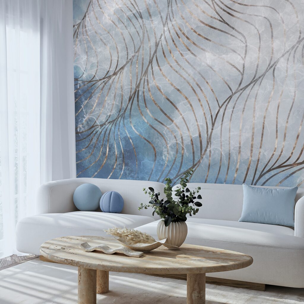 Curvas elegantes em cores frias