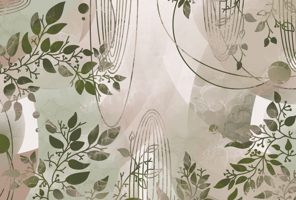 Desenho abstrato inspirado na natureza em tons de verde Desenho abstrato inspirado na natureza em tons de verde
