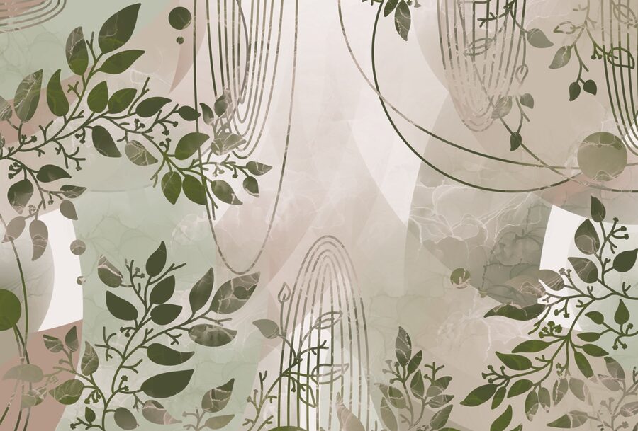 Desenho abstrato inspirado na natureza em tons de verde
