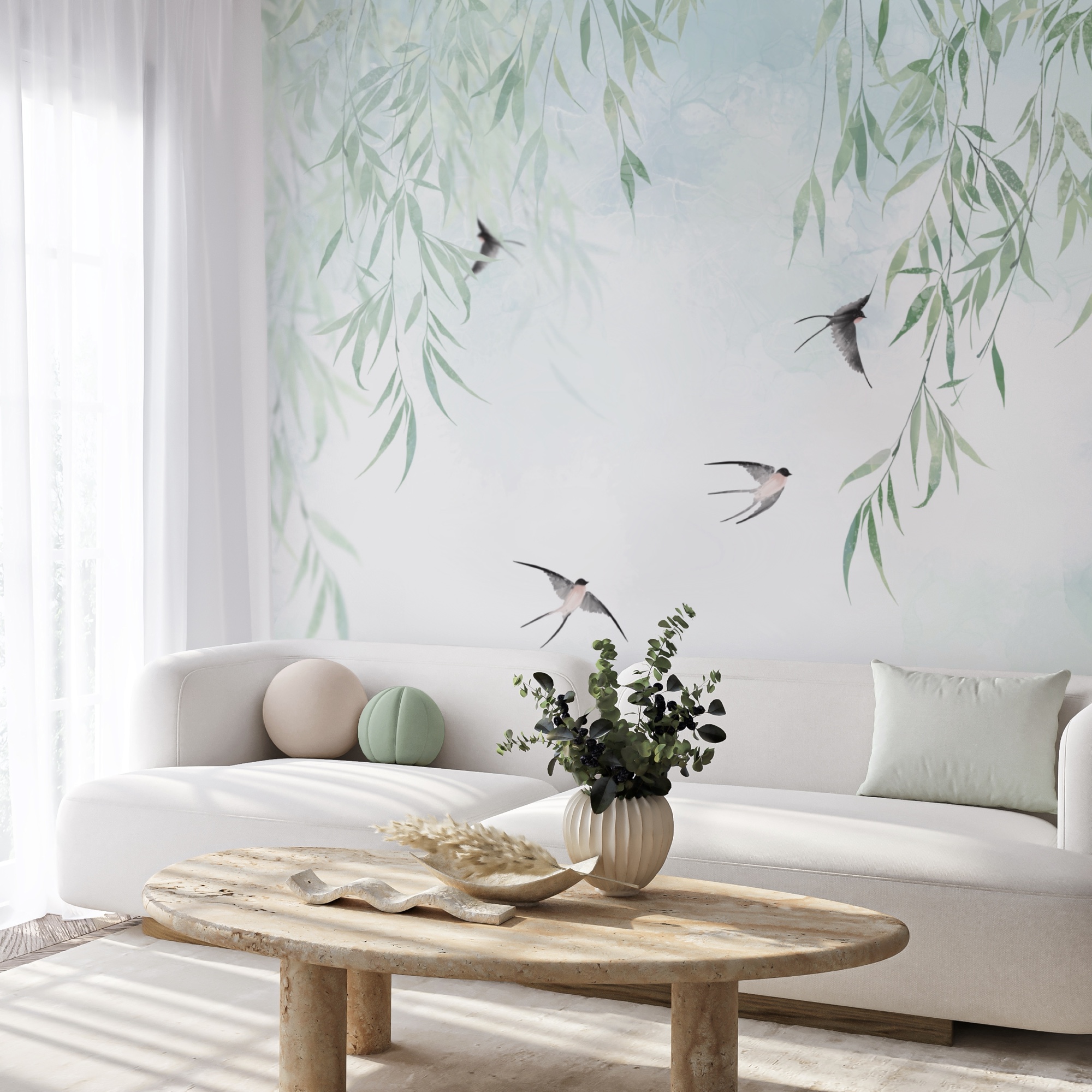 Pássaros a voar no céu