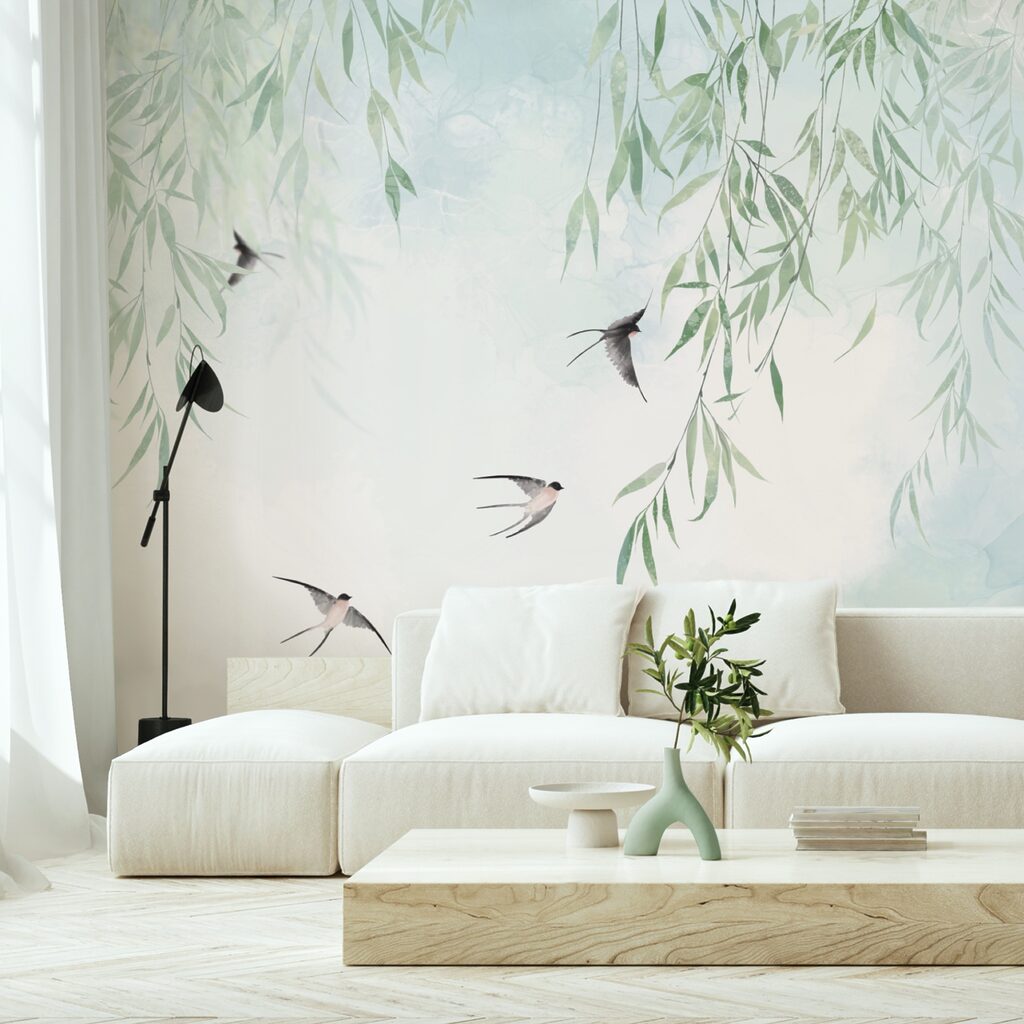 Pássaros a voar no céu