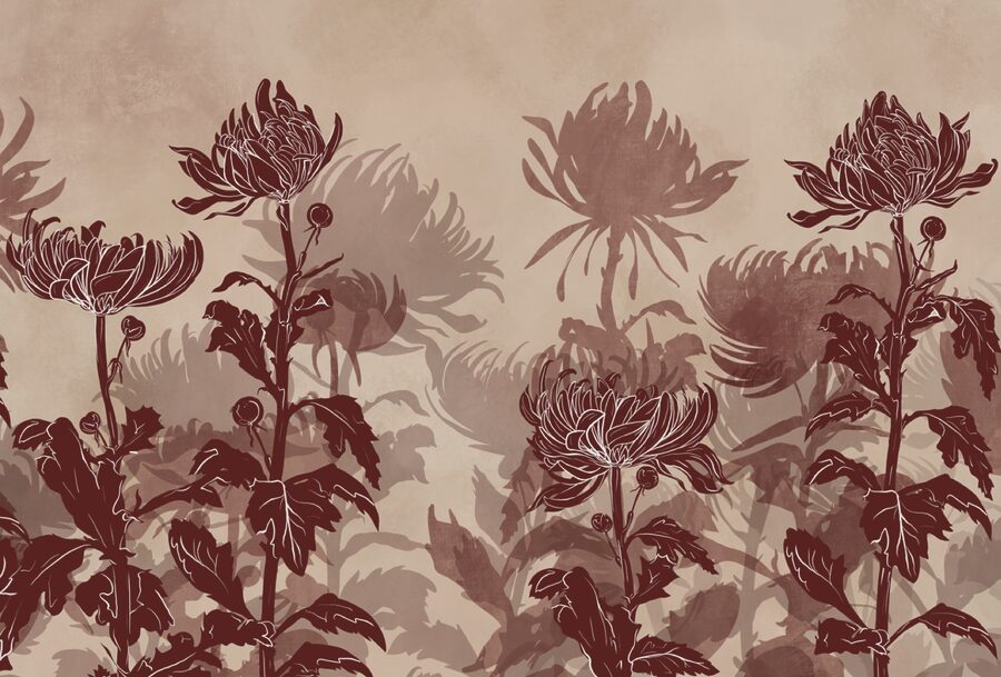 Desenho de flores e folhas