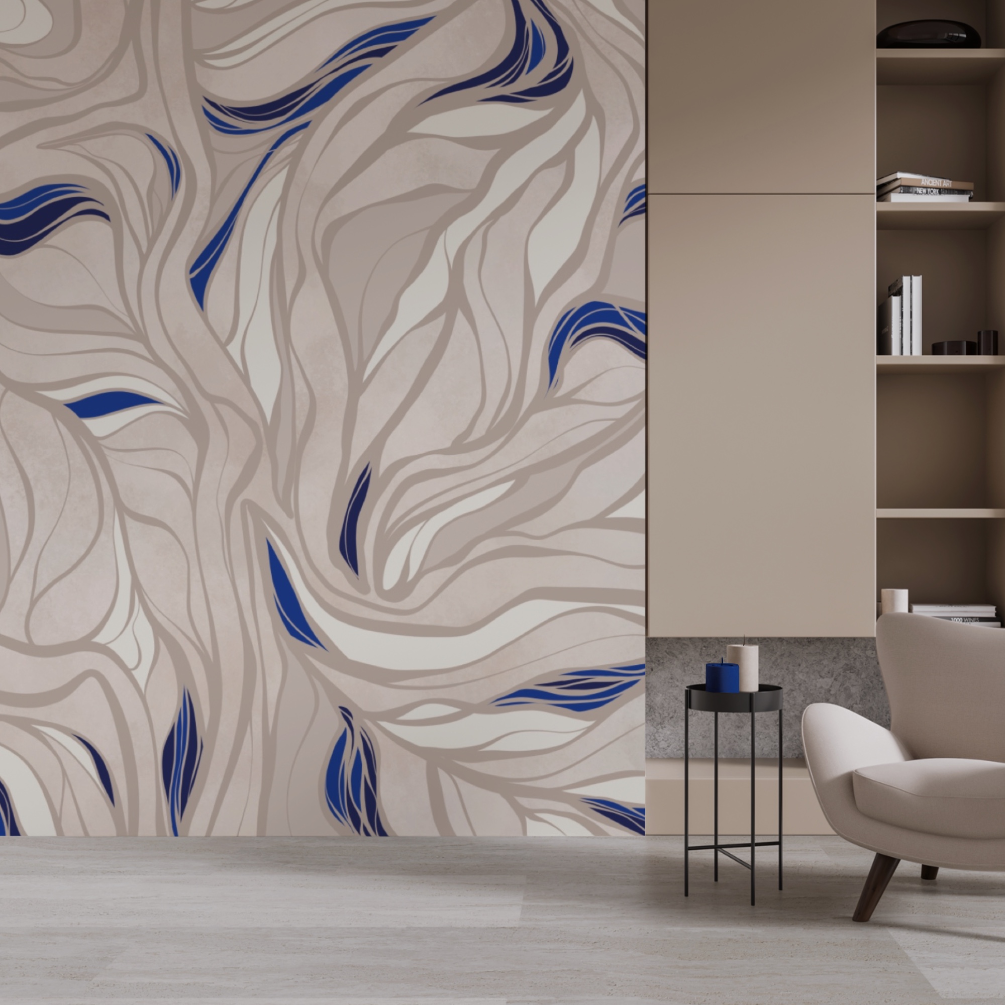 Padrão de linhas azuis e brancas