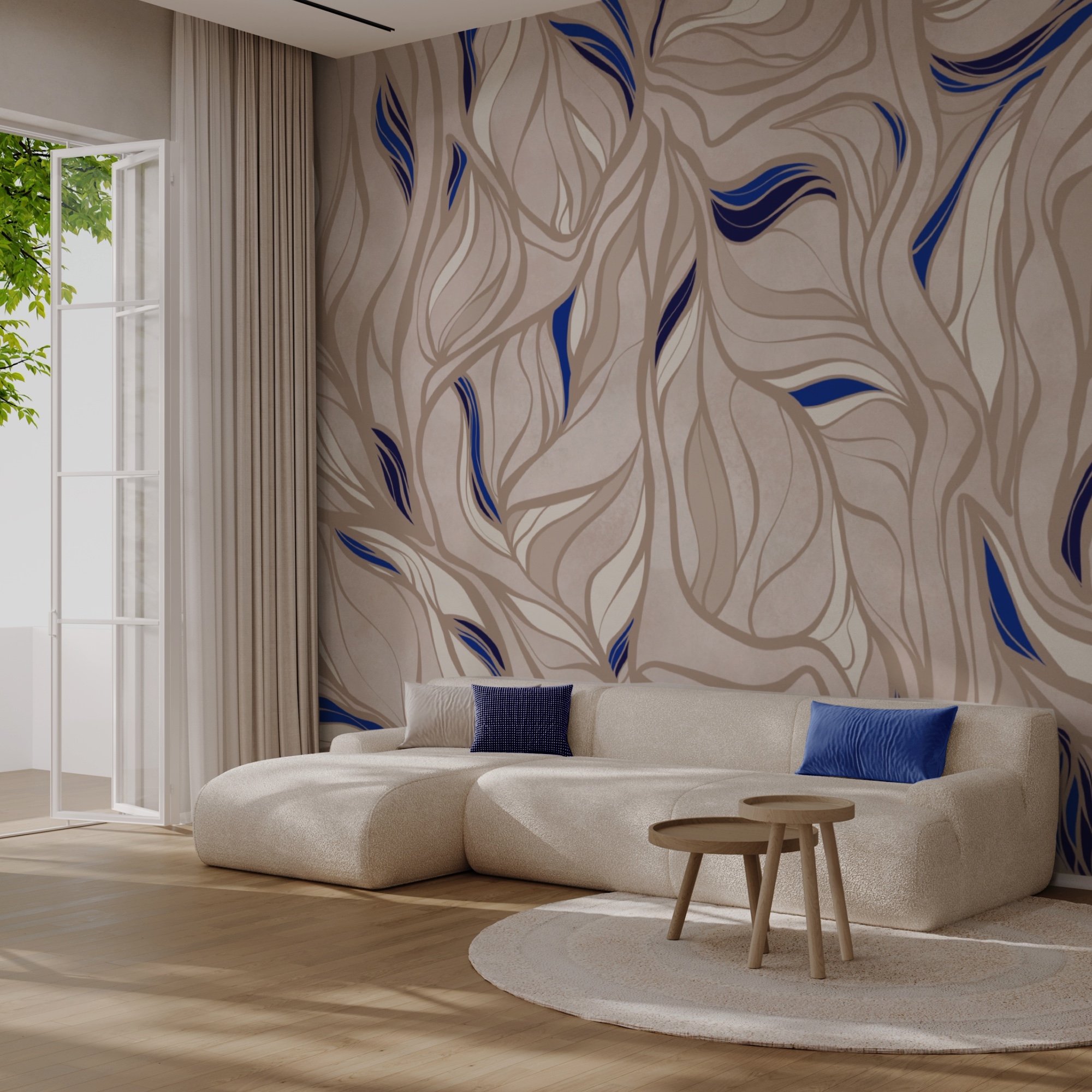 Padrão de linhas azuis e castanhas