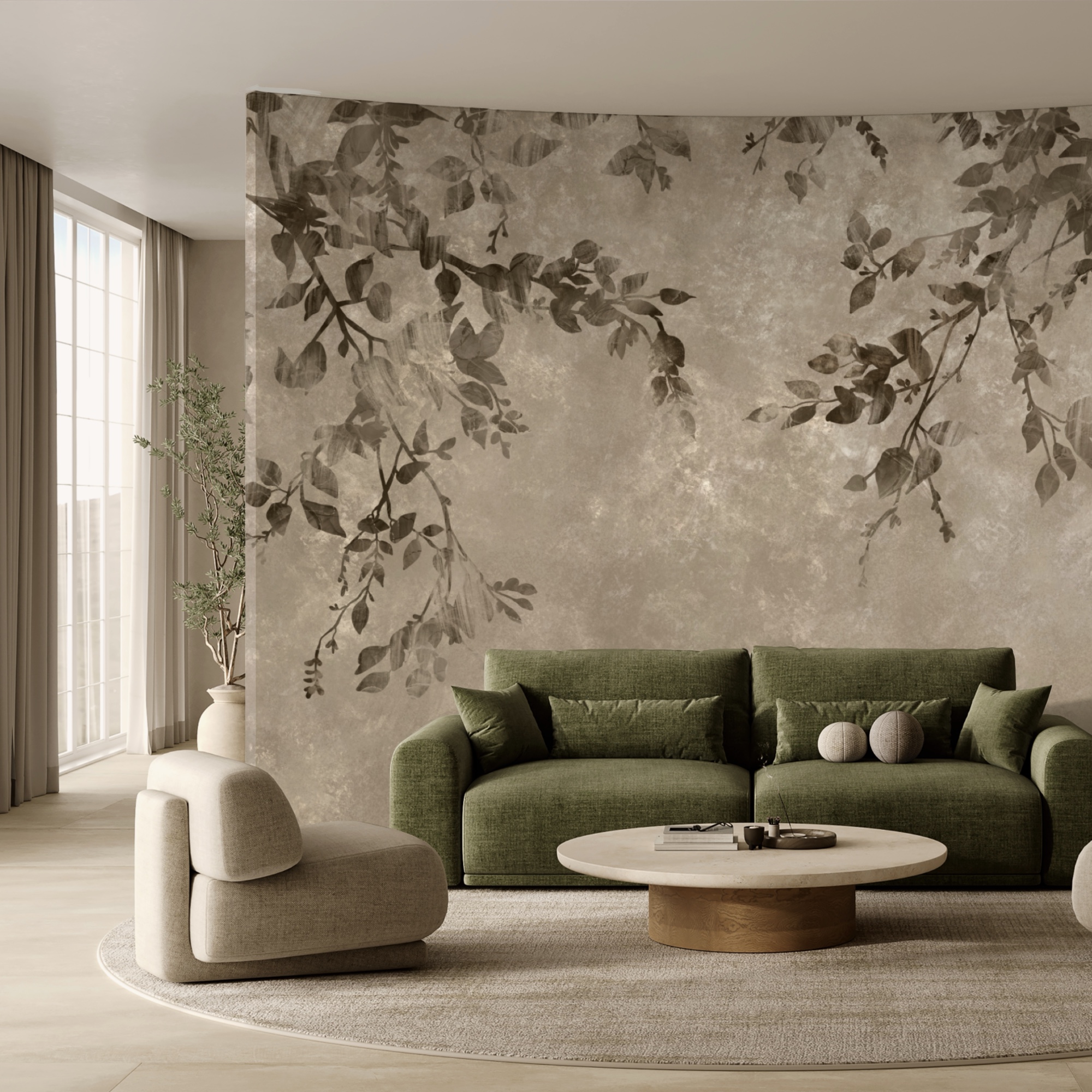 Ramos de árvores com folhas