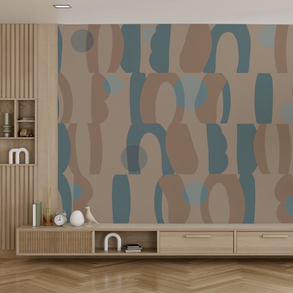 Padrão de formas azuis e castanhas