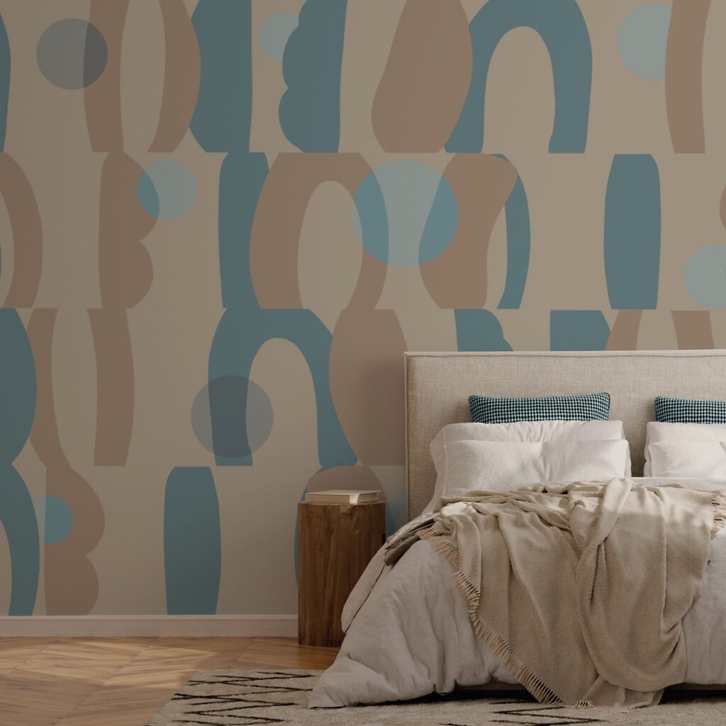 Padrão de formas azuis e castanhas