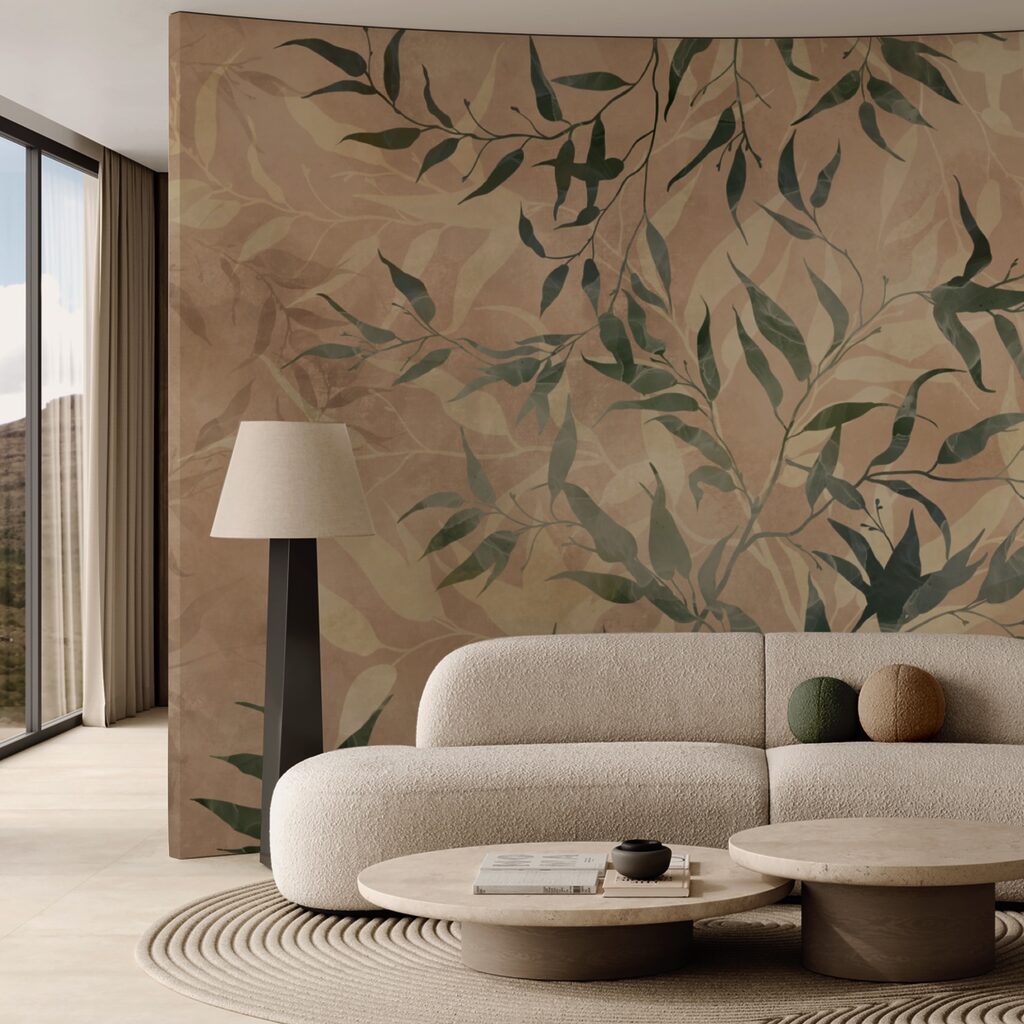 Folhagem natural sobre fundo texturado