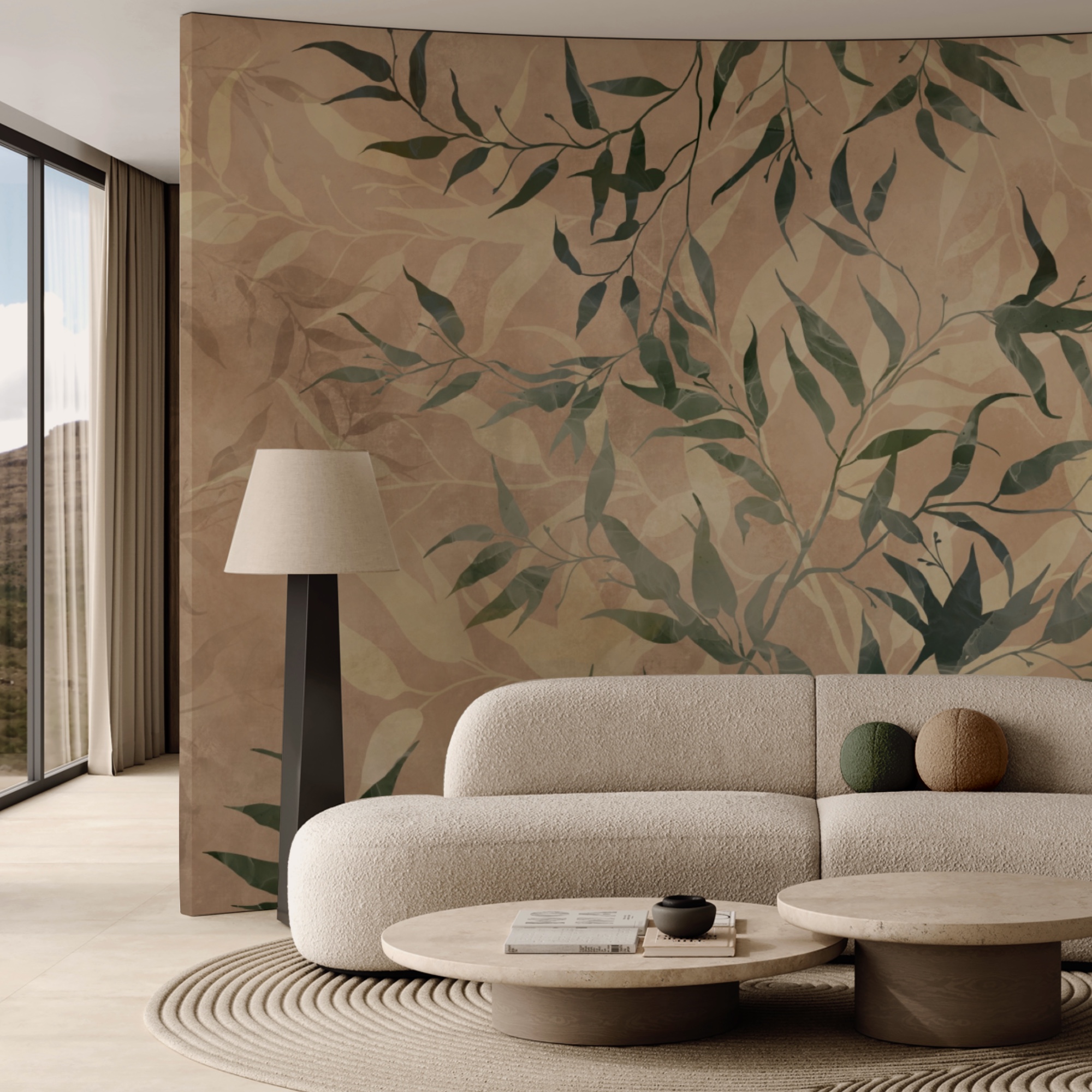 Folhagem natural sobre fundo texturado