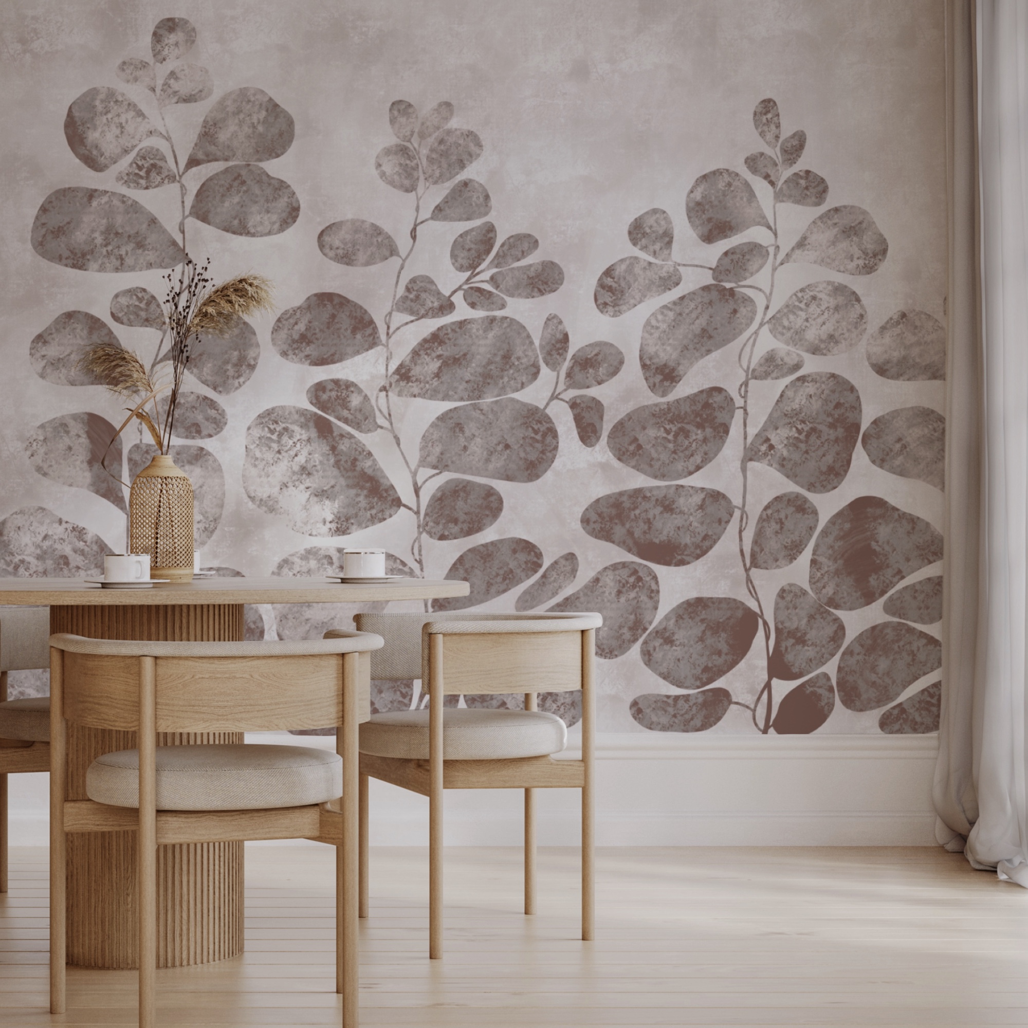 Folhas suaves sobre um fundo suave