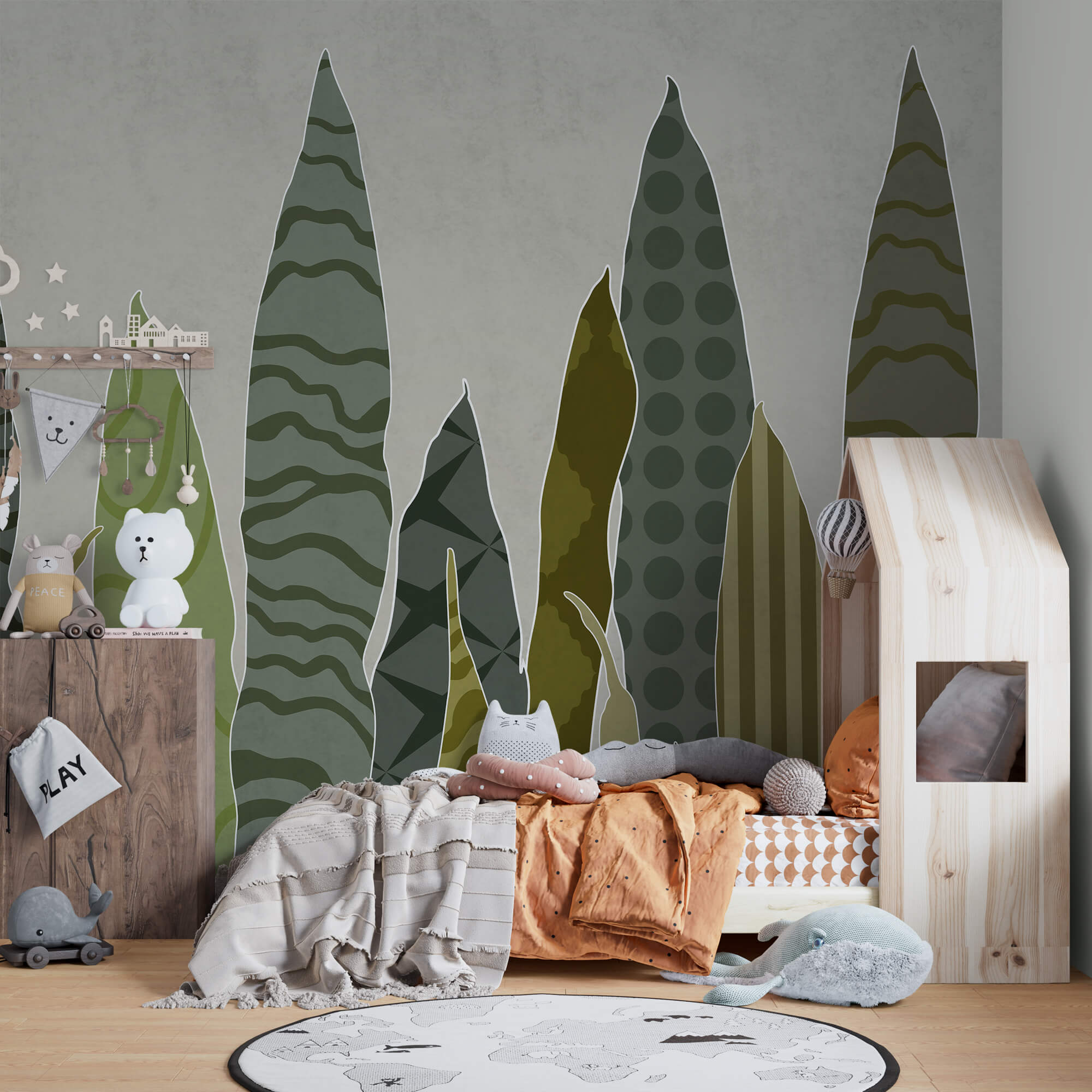 Grupo de folhas verdes