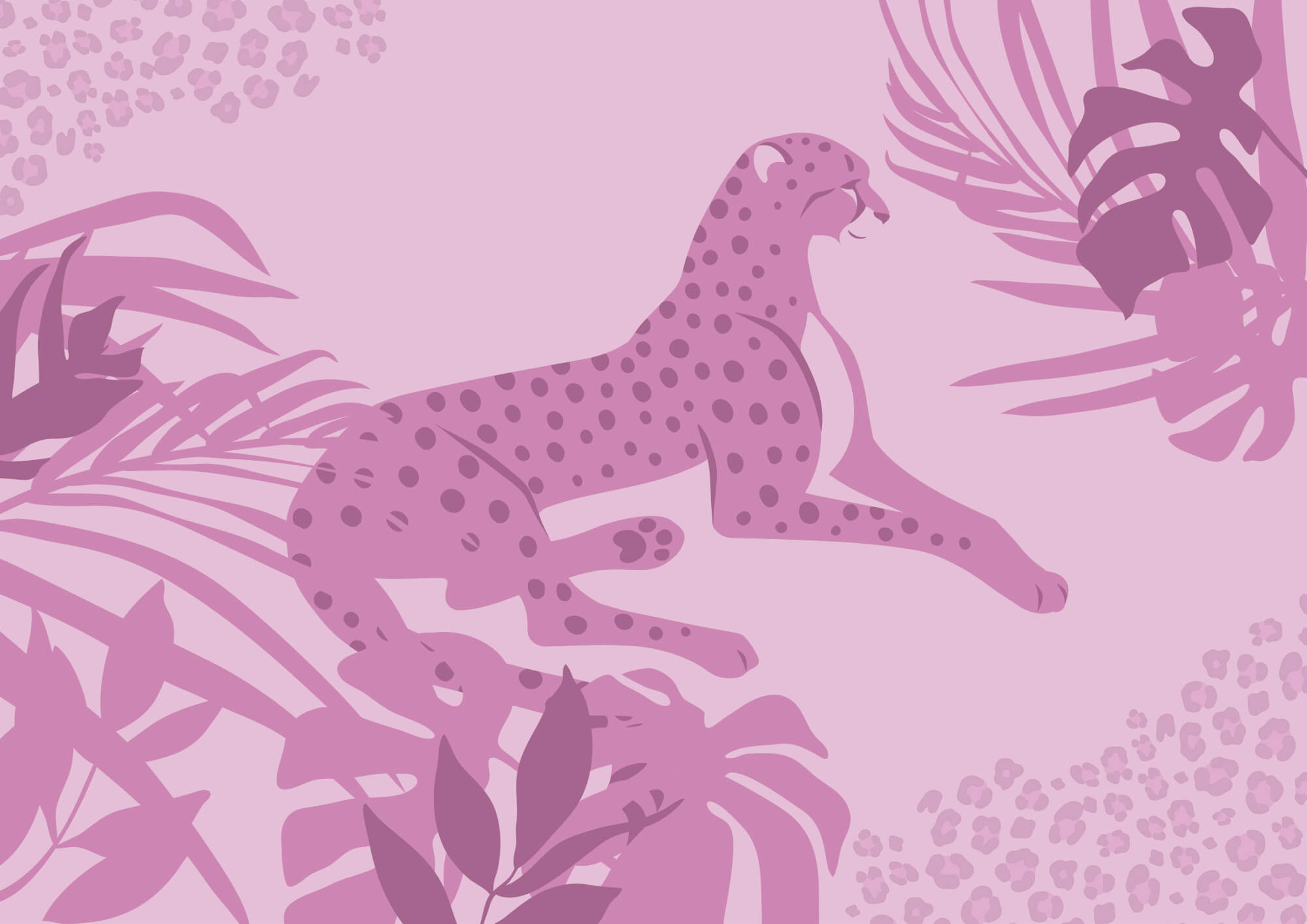 Purple cheetah with pink spots