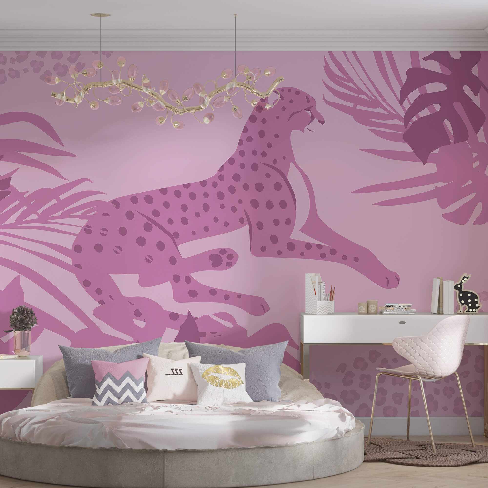 Chita roxa com manchas cor-de-rosa