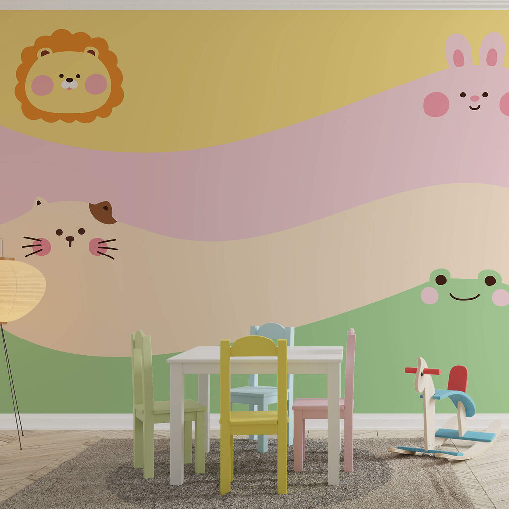 Grupo de animais com um leão e um leão