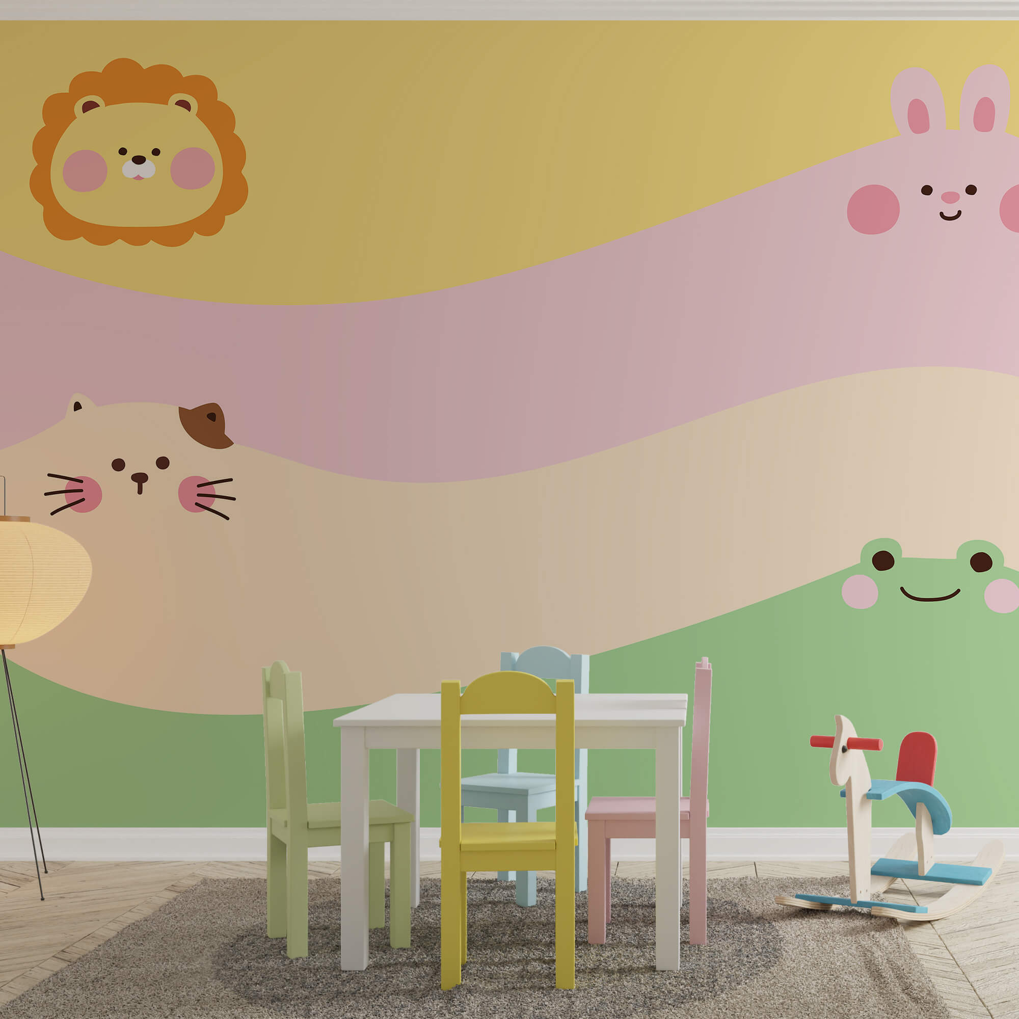 Grupo de animais com um leão e um leão