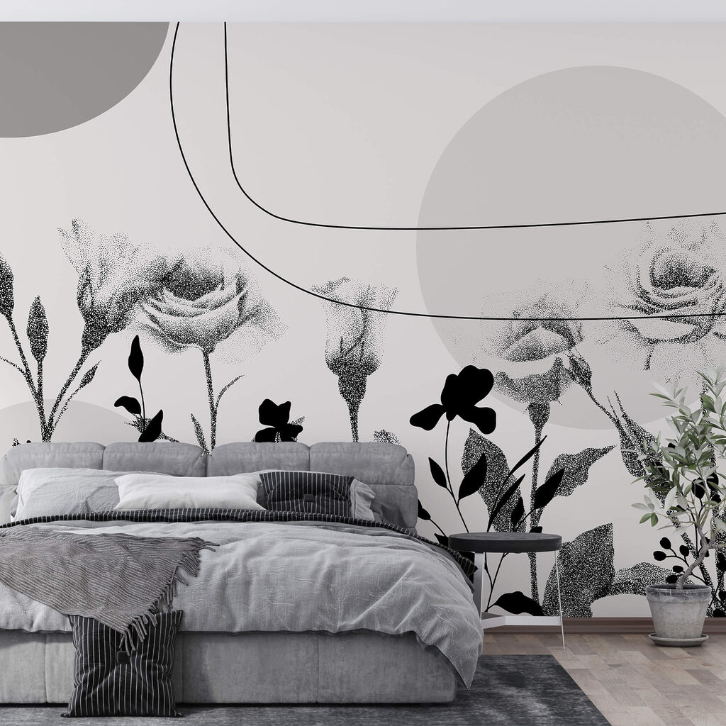 Imagem a preto e branco de flores