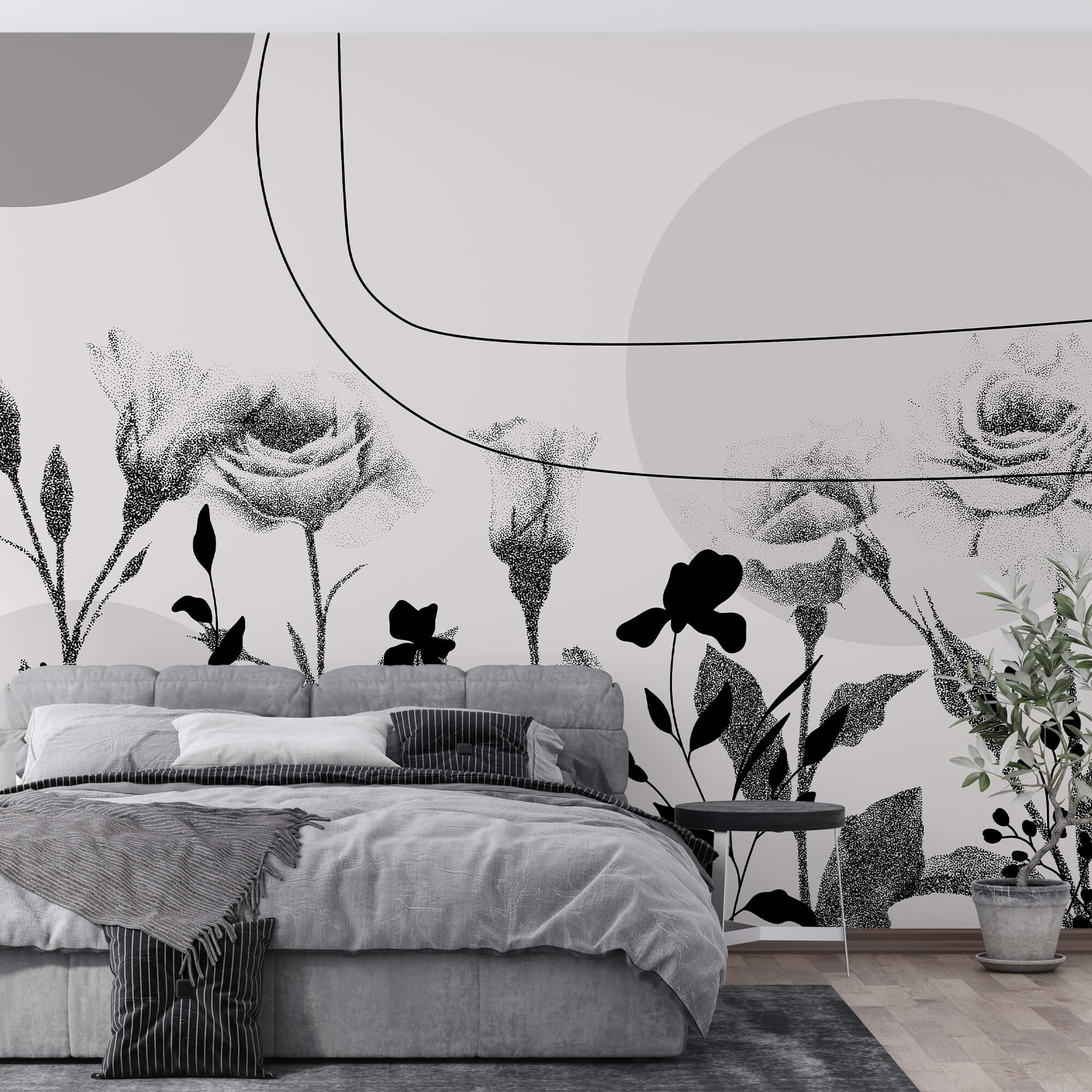 Imagem a preto e branco de flores