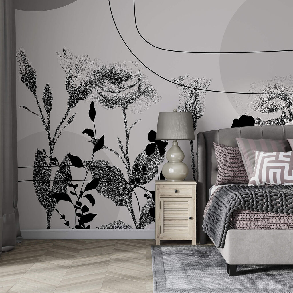 Imagem a preto e branco de flores