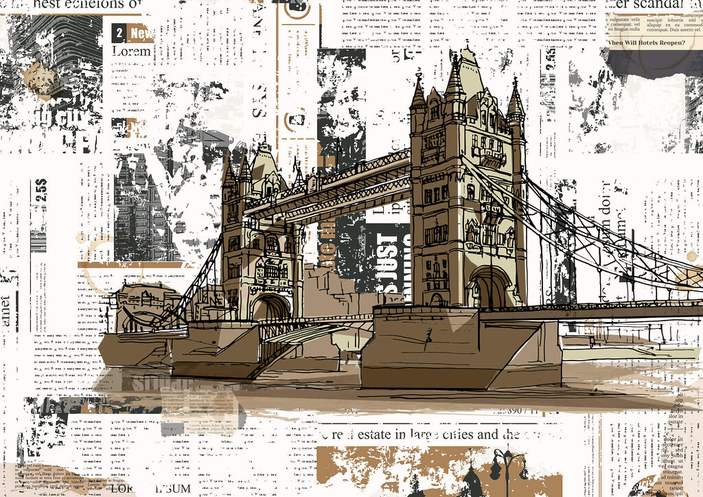 Desenho de uma ponte sobre um rio Desenho de uma ponte sobre um rio