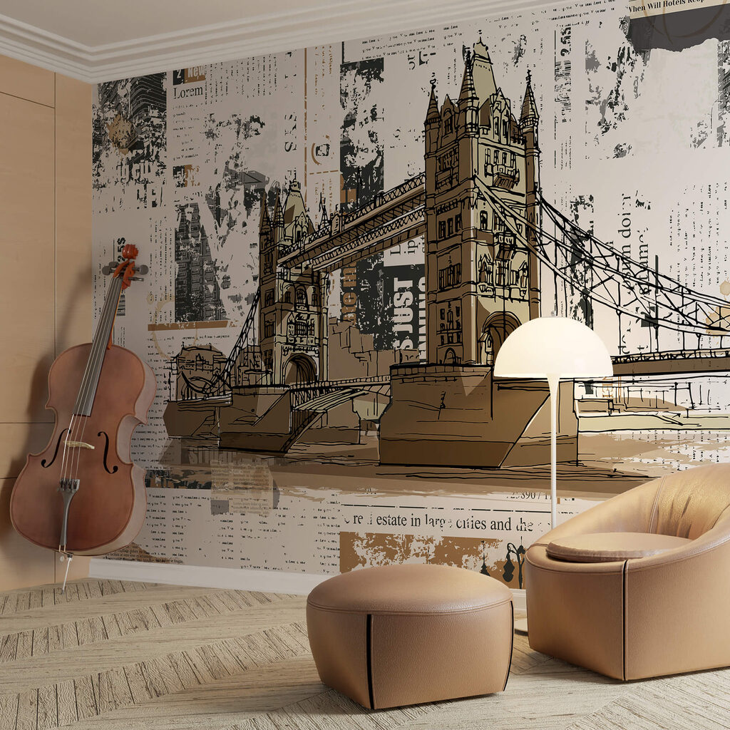 Desenho de uma ponte sobre um rio