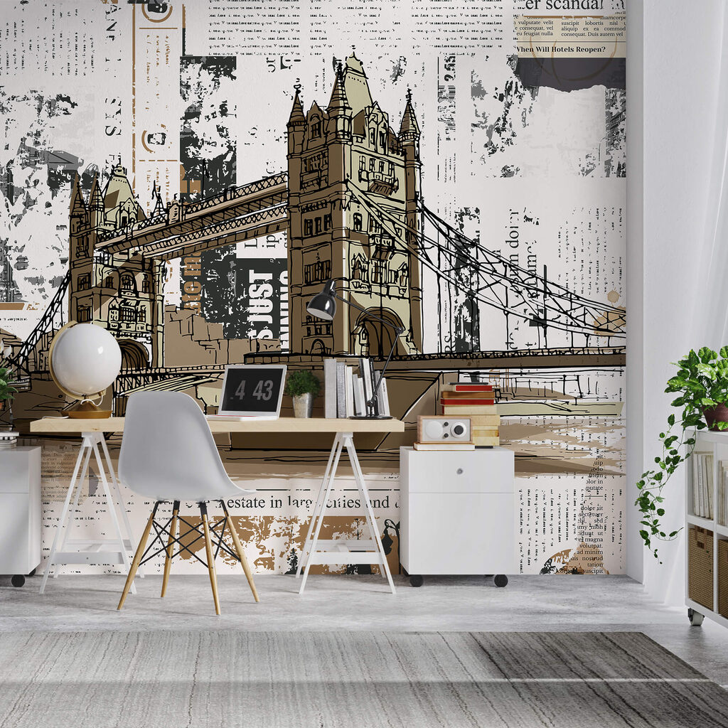 Desenho de uma ponte sobre um rio