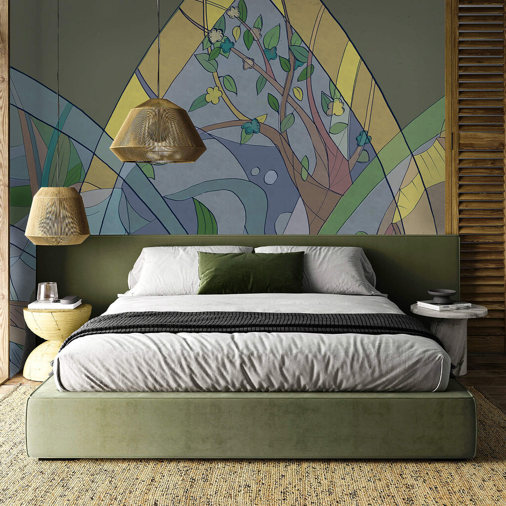 Arte colorida de árvores e plantas Arte colorida de árvores e plantas